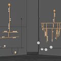 Modern Gold Geometric Chandelier Design With Hanging Decorative Balls and Minimalist Structure