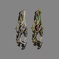 Two Ornate Fantasy Blades With Intricate Gold Green Designs Elaborate Scrollwork And Decorative Details