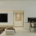 Modern Minimalist Living Dining Room Design With Neutral Sofa Coffee Table And Abstract Art