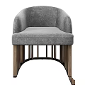 Modern Gray Upholstered Chair With Curved Backrest And Metal Legs Design
