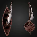 Traditional Wooden Boat With Decorative Sail Intricate Patterns And Handcrafted Wooden Frame
