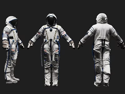 Detailed Astronaut Spacesuits Shown In Front Side And Back Views 3d model
