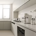 Sleek Modern Kitchen Interior With White Cabinets Countertop Appliances And Window 3d model