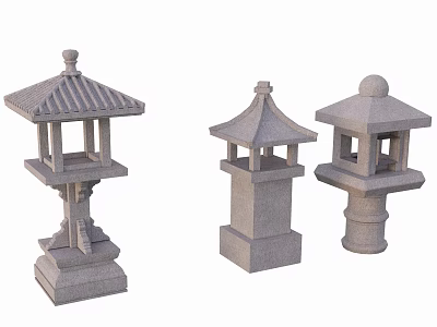 Japanese Style Stone Lantern Landscape Sculptures For Garden Decoration With Various Designs 3d model