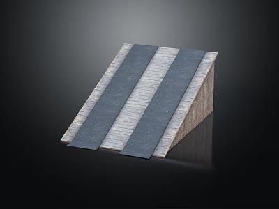 Modern Sloped Floor Design With Dark And Light Striped Wooden Texture 3d model