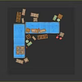 Blue Commercial Storage Containers With Wooden Crates Pallets And Drums For Logistics