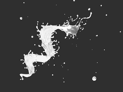Elegant Jewelry Design With White Liquid Splash And Small Droplets On Black Background 3d model