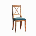 Elegant Leisure Chair With Wooden Frame Blue Upholstered Seat And X Shaped Backrest Design