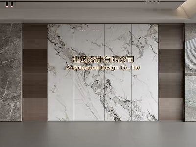 Elegant Marble Feature Wall With Natural Veins In Modern Interior Design 3d model