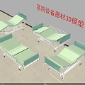 Hospital Medical Beds 3D Models With Green Mattresses Metal Frames And Wheels