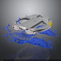 White Water Sports Equipment With Dual Propellers And Yellow Accents Splashing