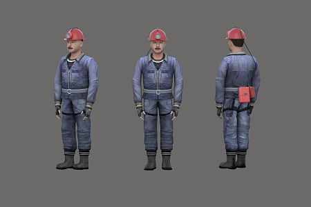 Miners, construction workers, decoration workers, repair workers, electricians 3d model