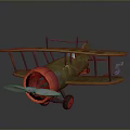 Vintage Biplane Model Airplane Green And Red With Propeller Wheels And Open Cockpit