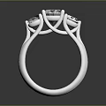 Three Stone Silver Ring With Sparkling Diamonds For Everyday Use