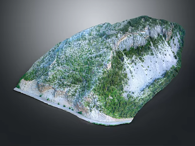 Natural Mountain Landscape With Lush Green Vegetation And Rocky Slopes 3d model