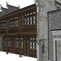 Traditional Ancient Building With Wooden Windows Brick Wall And Classic Roof Design
