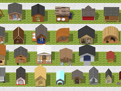 Various Colorful Outdoor Garden Decorative Small Houses with Different Roof Styles 3d model