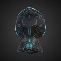 Futuristic Mechanical Helmet Design With Blue Glowing Lines And Armored Details