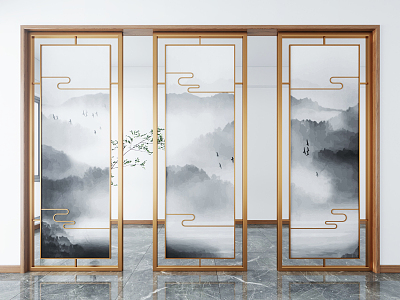 New Chinese-style partition screen partition 3d model