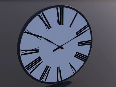 Minimalist Wall Clock With Black Frame White Dial And Roman Numerals 3d model