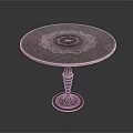 Elegant Round Furniture Table With Decorative Patterned Top And Spiral Carved Leg