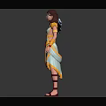 Game and Movie Character Female with Angelic Wings Yellow White Dress Red Boots Heart Decoration