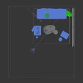Cream wind sofa coffee table combination 3d model