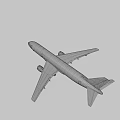 Flying Commercial Airplane With Gray Blue Body Twin Engines And Landing Gear