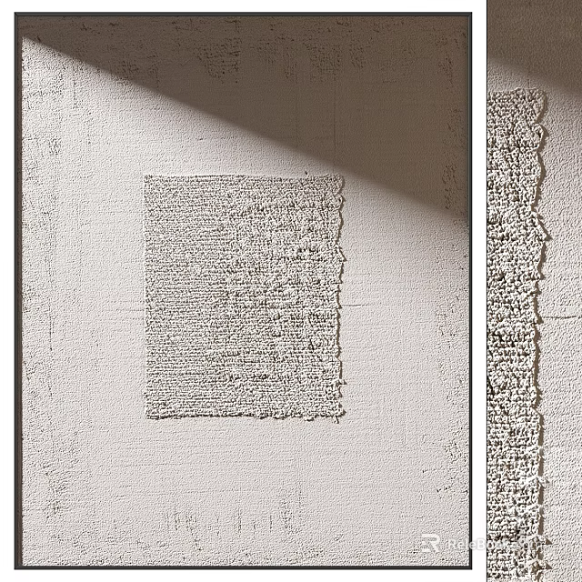 Neutral Tone Square Rug with Soft Textured Surface for Modern Living Room and Bedroom 3d model 