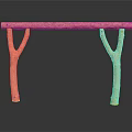 Plant Branch Crafted Natural Wooden Table With Curved Legs And Long Surface