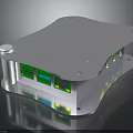 White Electronic Device With Multiple Green Blue USB Ports And Modern Sleek Design