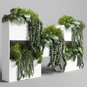 Modern Green Plant Flower Box Potted Plant 3d model