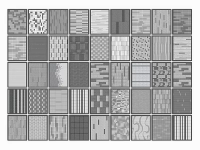 Square Paving With Various Textured Patterns And Decorative Design Styles 3d model