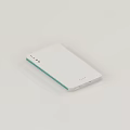 Gray Portable Power Bank With Teal Accent And Multiple Ports For Mobile Devices