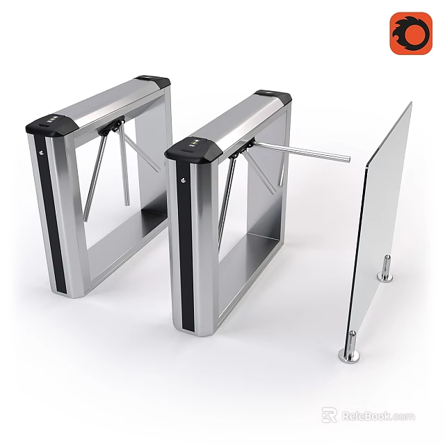 Daily Electrical Security Turnstile Access Control Appliance With Silver Metal Frame 3d model