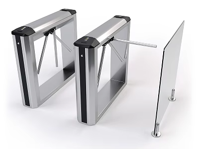 Daily Electrical Security Turnstile Access Control Appliance With Silver Metal Frame 3d model
