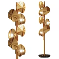 Modern Elegant Golden Floor Lamp With Multiple Circular Light Panels 3d model
