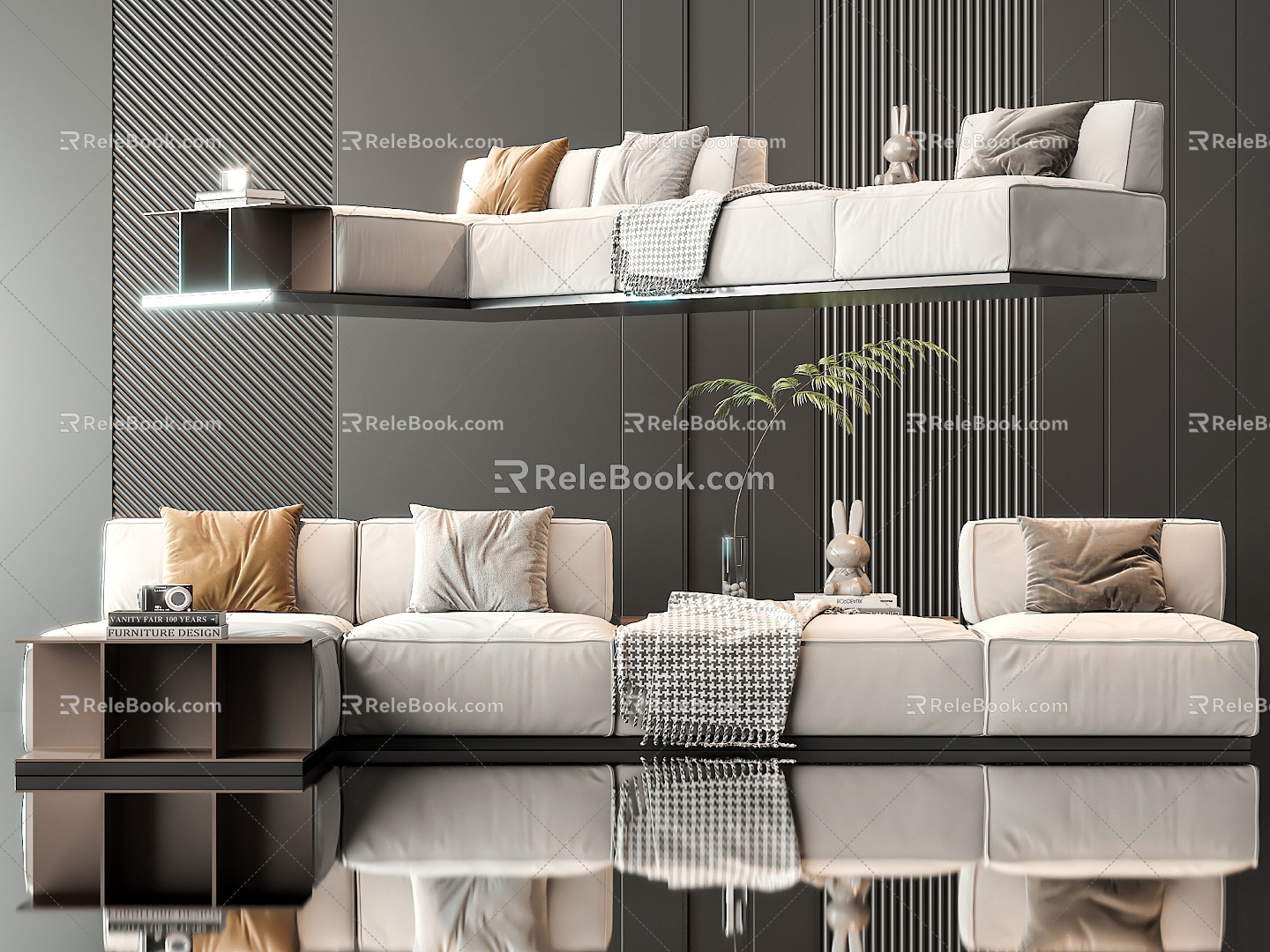 Sofa coffee table combination 3d model