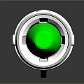 Glowing Green Light Stick With White Handle And Reflective Surface