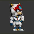 3D Cartoon Character With Red Helmet Yellow Cat Ears And White Blue Outfit Holding Tool