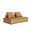 Brown Leather Sectional Sofa With Modern Design Tufted Cushions And Stitching Details 3d model