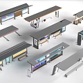 Modern Bus Station Designs With Shelters Seats And Advertising Panels