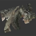 Geological Rock Formation Model With Textured Surface Natural Layers And Gray Brown Tones