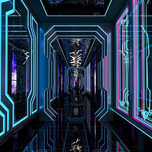 Modern KTV aisle nightclub aisle time tunnel abyss mirror hi 3d model