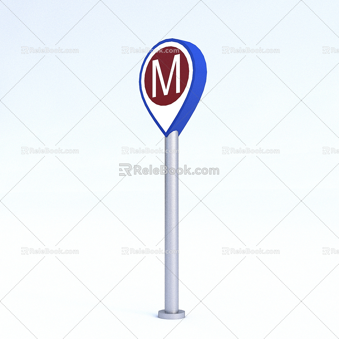 Modern signage subway sign 3d model