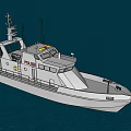 Modern Gray Warship Sailing On Blue Ocean With Superstructure And Deck 3d model