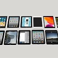 Various Tablet Computer Models With Different Screen Displays And Interfaces 3d model