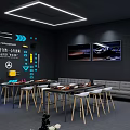 Mercedes Benz Car Display With Black Wall Large Screen And White Vehicle