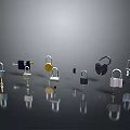 Hardware Tools Collection Featuring Various Metal Locks With Assorted Designs And Shapes 3d model