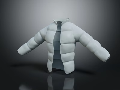 White Puffer Jacket 3D Model With Padded Structure And Sleek Design 3d model
